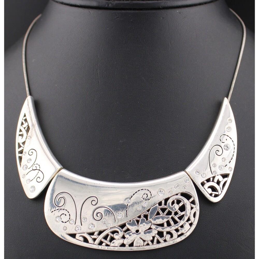 Retired 90s Brighton Spring Flower Statement Collar Necklace Crystal Accents